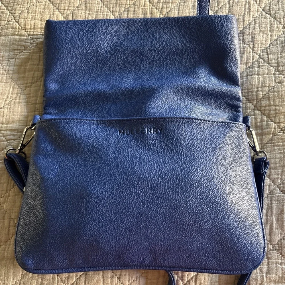 Mulberry‎ Satchel Bag Pigment Blue Pebble Leather Crossbody Handbag Designer